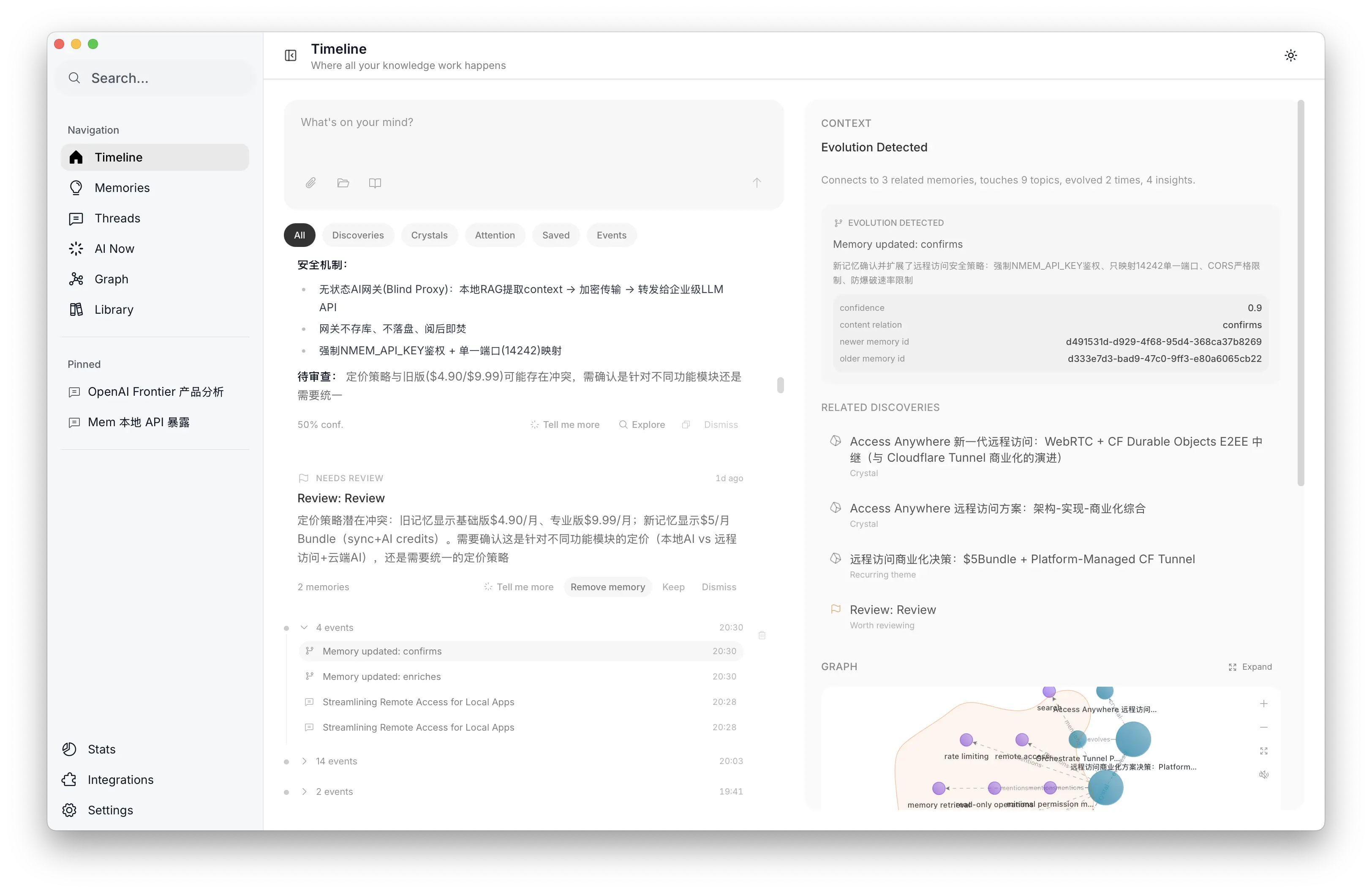 Evolution detection in Timeline and version history with human resolution